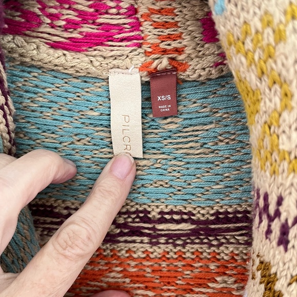 Pilcro shawl collar grandpa cardigan in multi color size xs/s - Picture 5 of 9